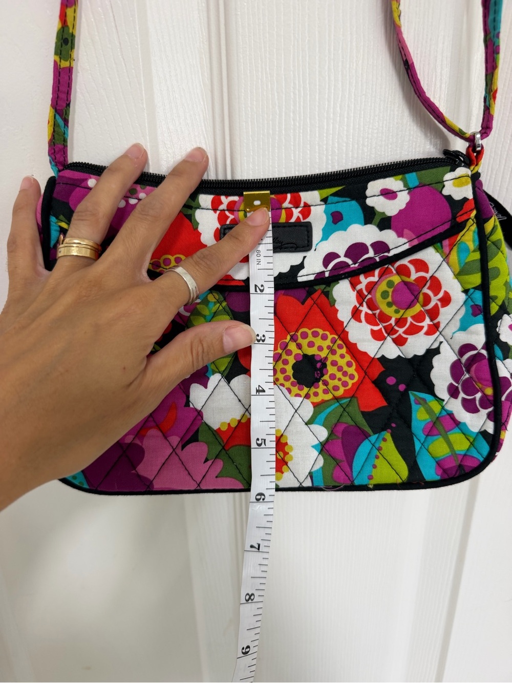 Vera Bradley Bright Floral Quilted Crossbody in Pink, Green, White, Orange - Picture 3 of 6